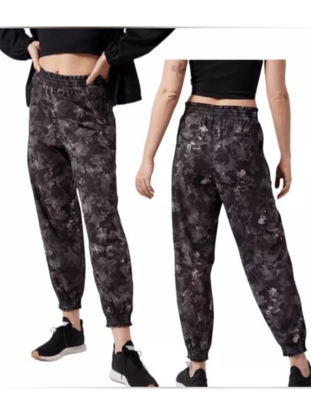Athleta Womens Savannah Jogger in Lumen Floral Black Gray Size 8P High Rise